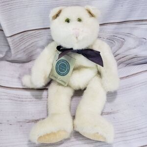 Boyds Bears Pearl Catberg White Cat Bean Plush 14 Inch 1994 Green Eyes Posable